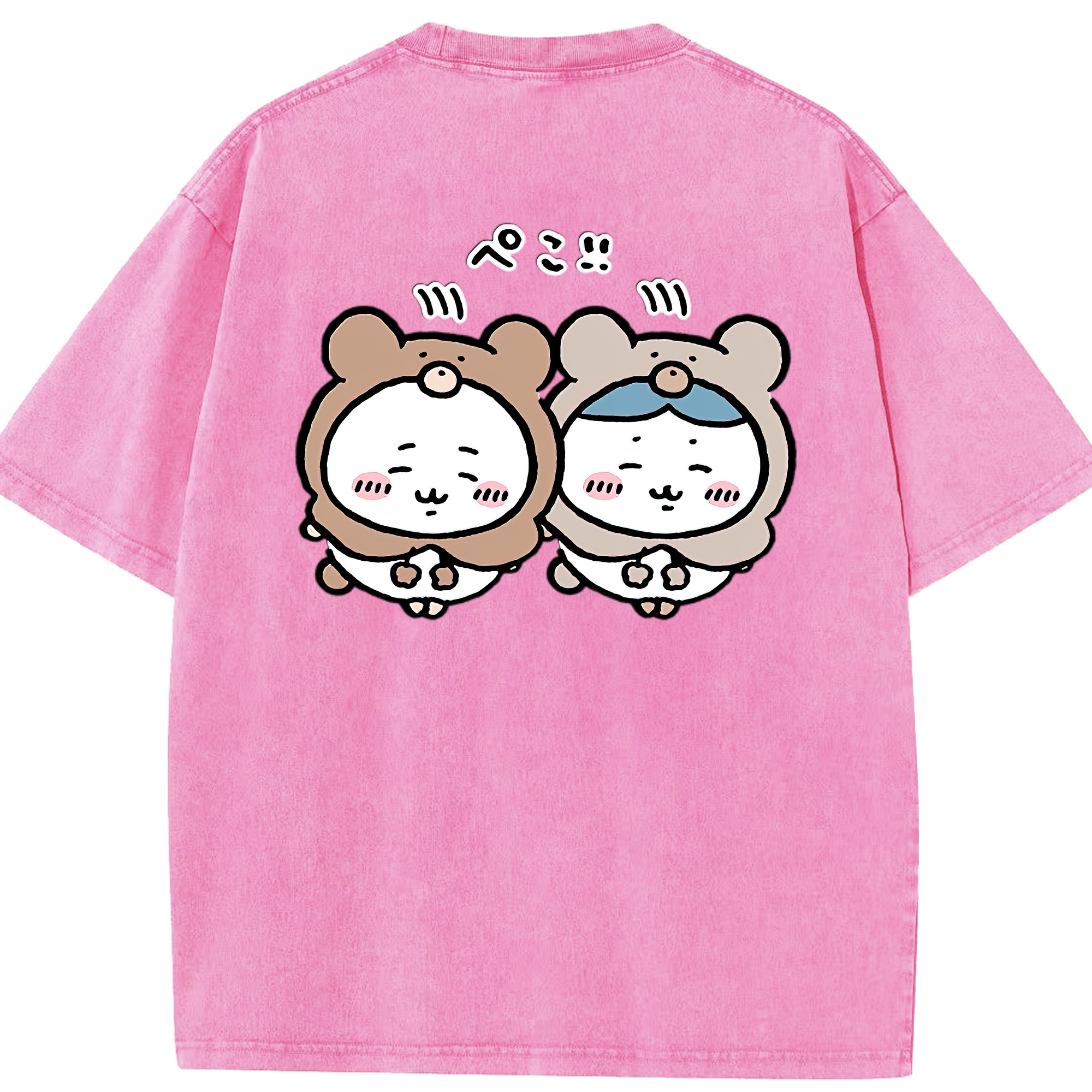 （画像用） ちいかわ ハチワレ Chii-kawa hachiware 綿100% ヴィンテージ風 半袖Tシャツ（背面プリント）